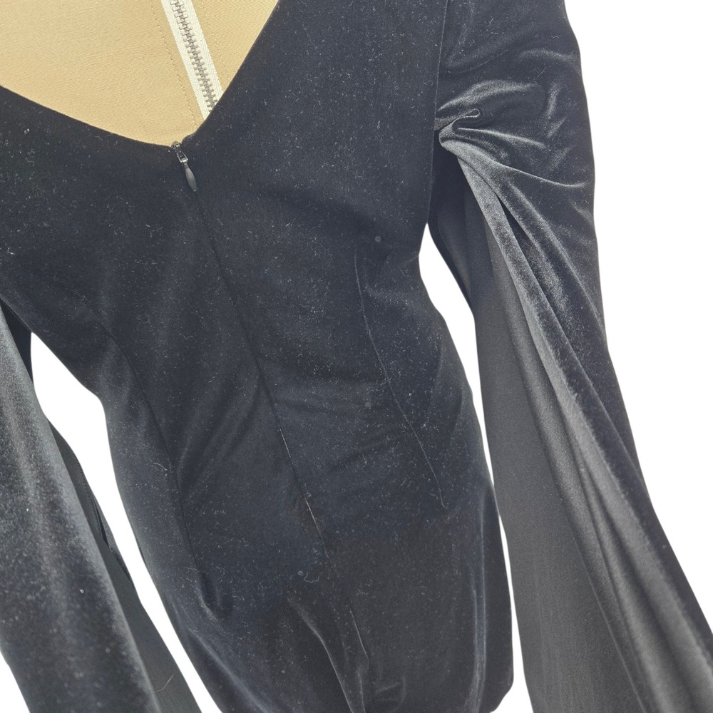 Betsy Adam Velvet Cocktail Dress 16 Black Capelet Evening Gown Dark Romantic - Picture 8 of 16